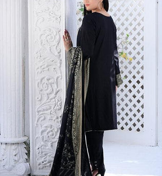 Black Embroidered Lawn Suit With Matching Dupatta - AAHANG