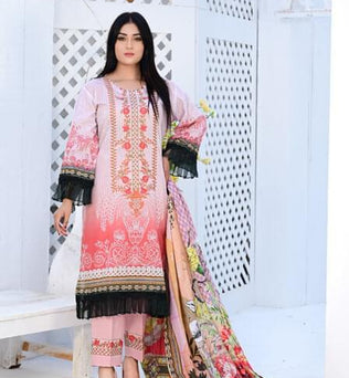 Readymade Digital Printed 3 Piece Embroidered Suit - SURKHAAB