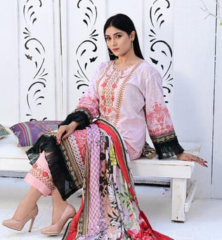 Readymade Digital Printed 3 Piece Embroidered Suit - SURKHAAB