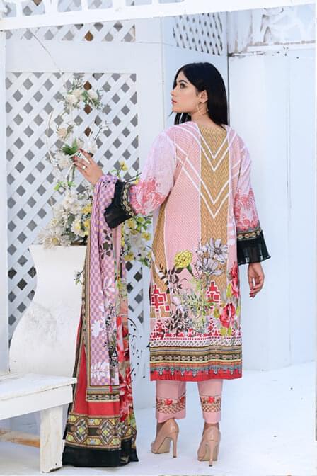 Readymade Digital Printed 3 Piece Embroidered Suit - SURKHAAB