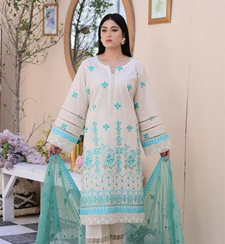 Embroidered Lawn Suit With Chiffon Dupatta - AAHANG