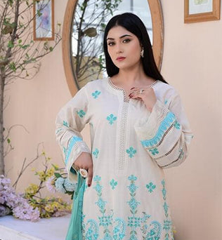 Embroidered Lawn Suit With Chiffon Dupatta - AAHANG