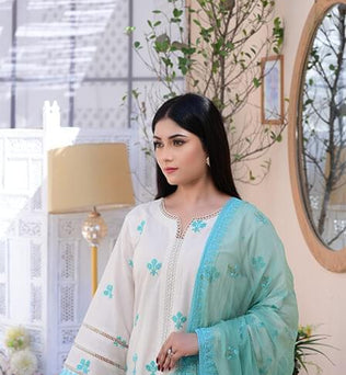 Embroidered Lawn Suit With Chiffon Dupatta - AAHANG