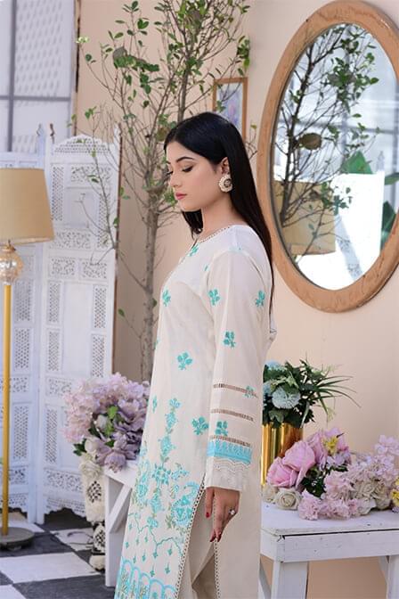 Embroidered Lawn Suit With Chiffon Dupatta - AAHANG