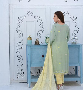 Fully Embroidered Chicken Shirt With Chiffon Dupatta - SURKHAAB