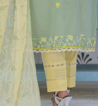 Fully Embroidered Chicken Shirt With Chiffon Dupatta - SURKHAAB