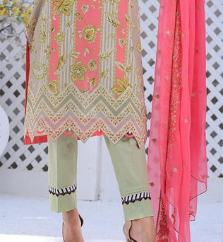 Fully Printed Lawn Suit With Chiffon Dupatta - SURKHAAB