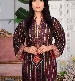 Stitched Kurti With Black Shalwar - AATISH