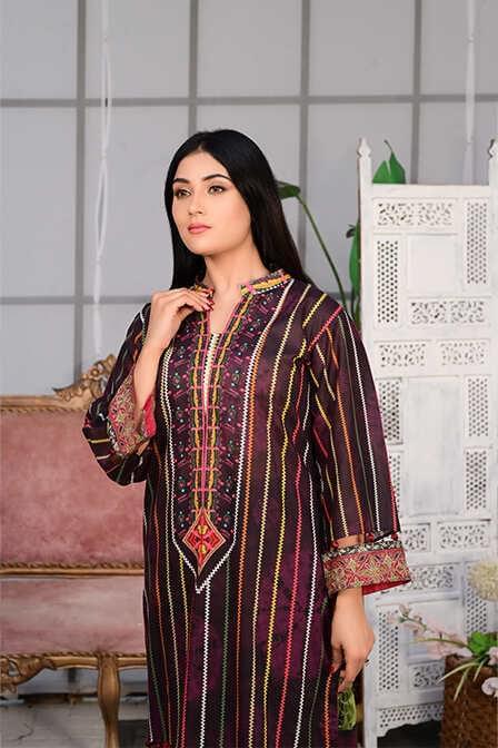 Stitched Kurti With Black Shalwar - AATISH