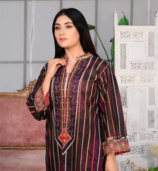 Stitched Kurti With Black Shalwar - AATISH