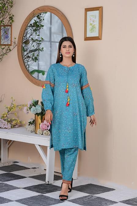 Light Blue Fully Printed Lawn Suit - AAHANG
