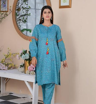 Light Blue Fully Printed Lawn Suit - AAHANG