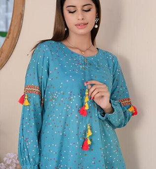 Light Blue Fully Printed Lawn Suit - AAHANG