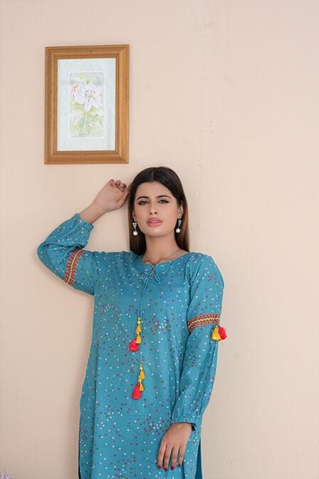 Light Blue Fully Printed Lawn Suit - AAHANG