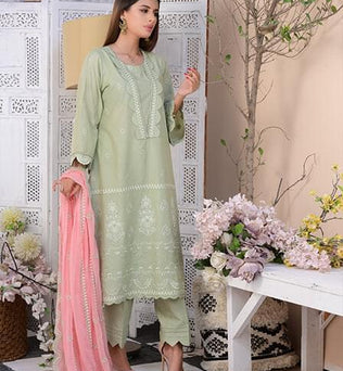 Full Embroidered Light Green Lawn Suit - AAHANG