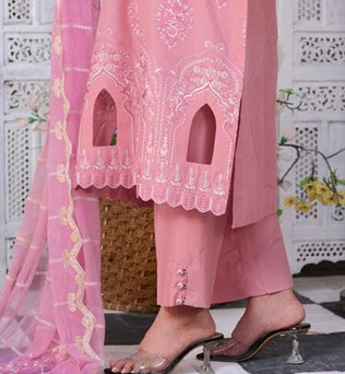 Pink Embroidered Masuri Lawn Dress  - SURKHAAB