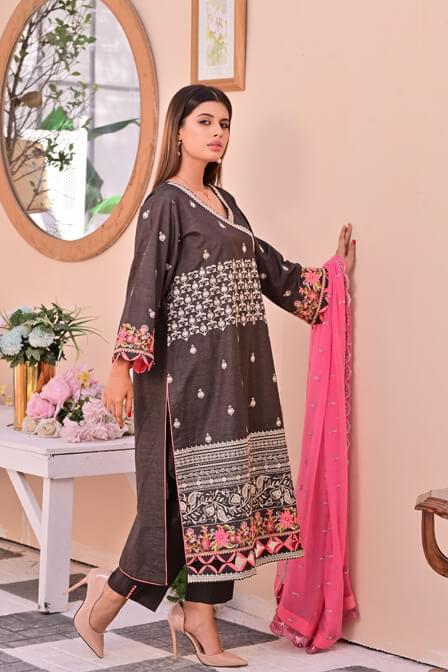 Premium Masuri Shirt With Chiffon Dupatta - SURKHAAB