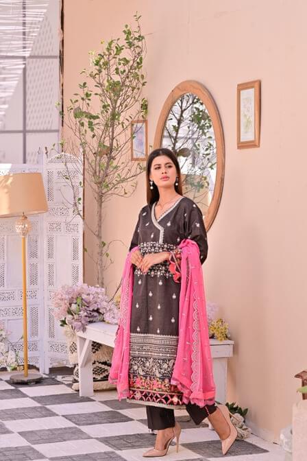 Premium Masuri Shirt With Chiffon Dupatta - SURKHAAB