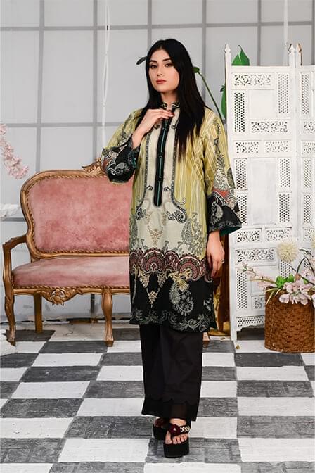Ready To Wear Printed Lawn Shirt With Cotton Pajama- AATISH
