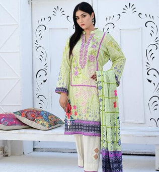 Stitched Embroidered Kurti With Printed Voile Dupatta - AAHANG