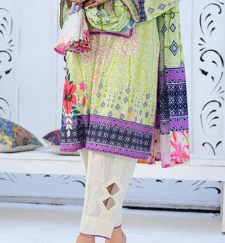 Stitched Embroidered Kurti With Printed Voile Dupatta - AAHANG