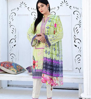 Stitched Embroidered Kurti With Printed Voile Dupatta - AAHANG