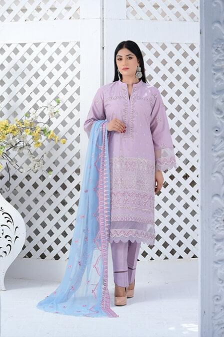 Stitched Embroidered kurti With Matching Pajama - SURKHAAB