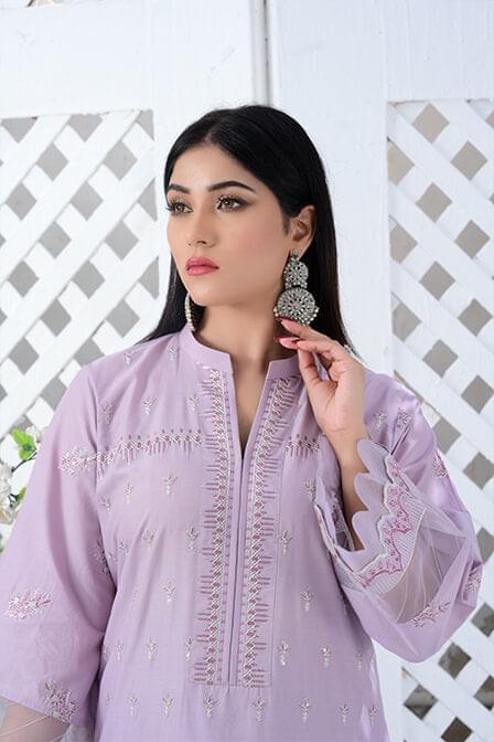 Stitched Embroidered kurti With Matching Pajama - SURKHAAB