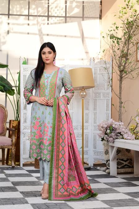 Readymade Three Piece Lawn Suit - AAHANG