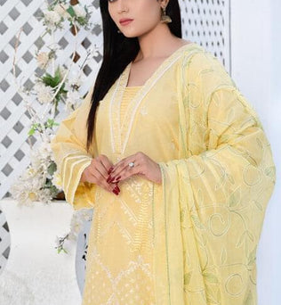 Readymade Three Piece Masuri Lemon Suit - SURKHAAB