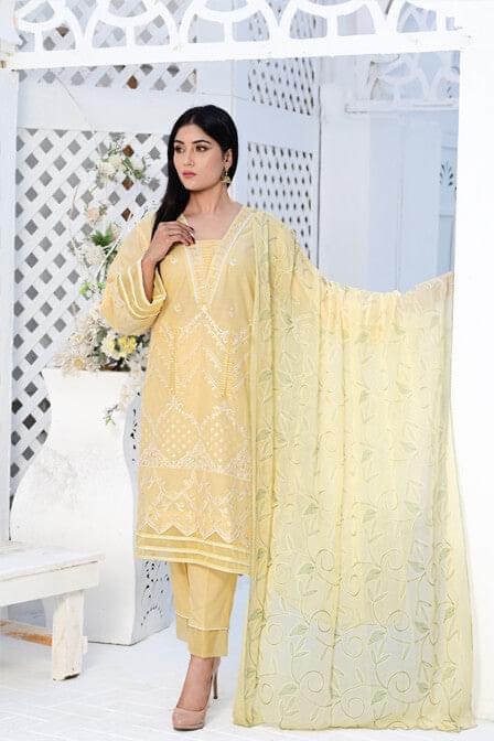 Readymade Three Piece Masuri Lemon Suit - SURKHAAB