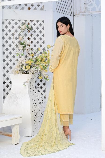 Readymade Three Piece Masuri Lemon Suit - SURKHAAB