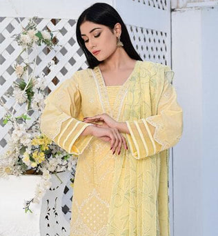 Readymade Three Piece Masuri Lemon Suit - SURKHAAB