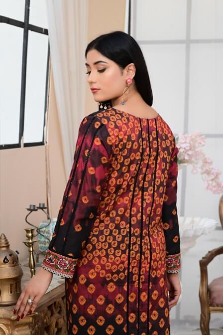 Fully Printed Stitched Kurti With Black Trouser- SURKHAAB